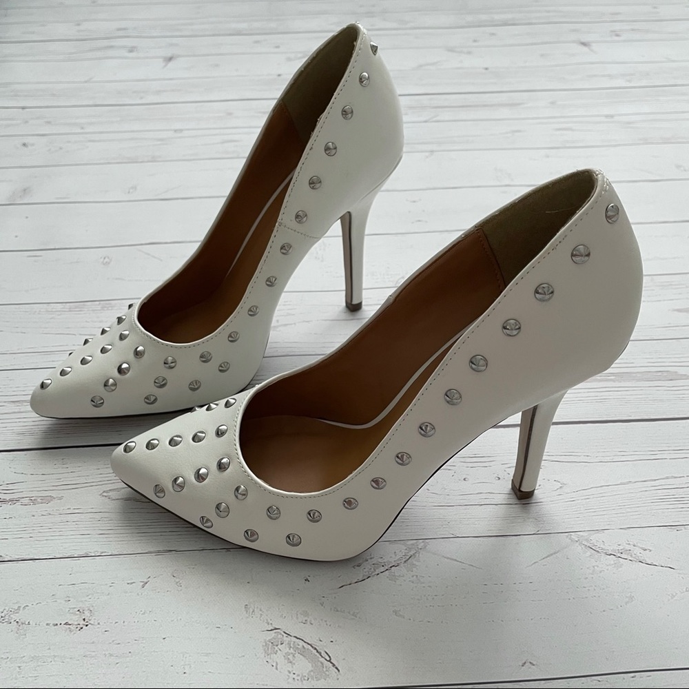 Charlotte Russe White stud pumps heel